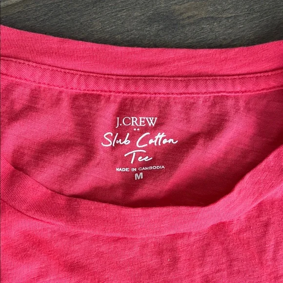 J. Crew Slub Cotton Tee in Bright Pink - Picture 2 of 2